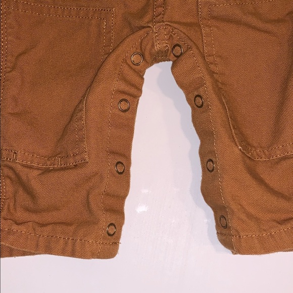 Carhartt Classic Brown Tan Cotton Canvas Bib Overalls Baby Infant Leg Snaps 6mo - Picture 3 of 11
